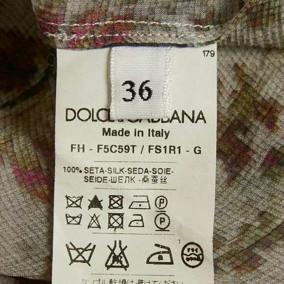 Dolce & Gabbana Grey Floral Print Silk Ruche Shirt Xs